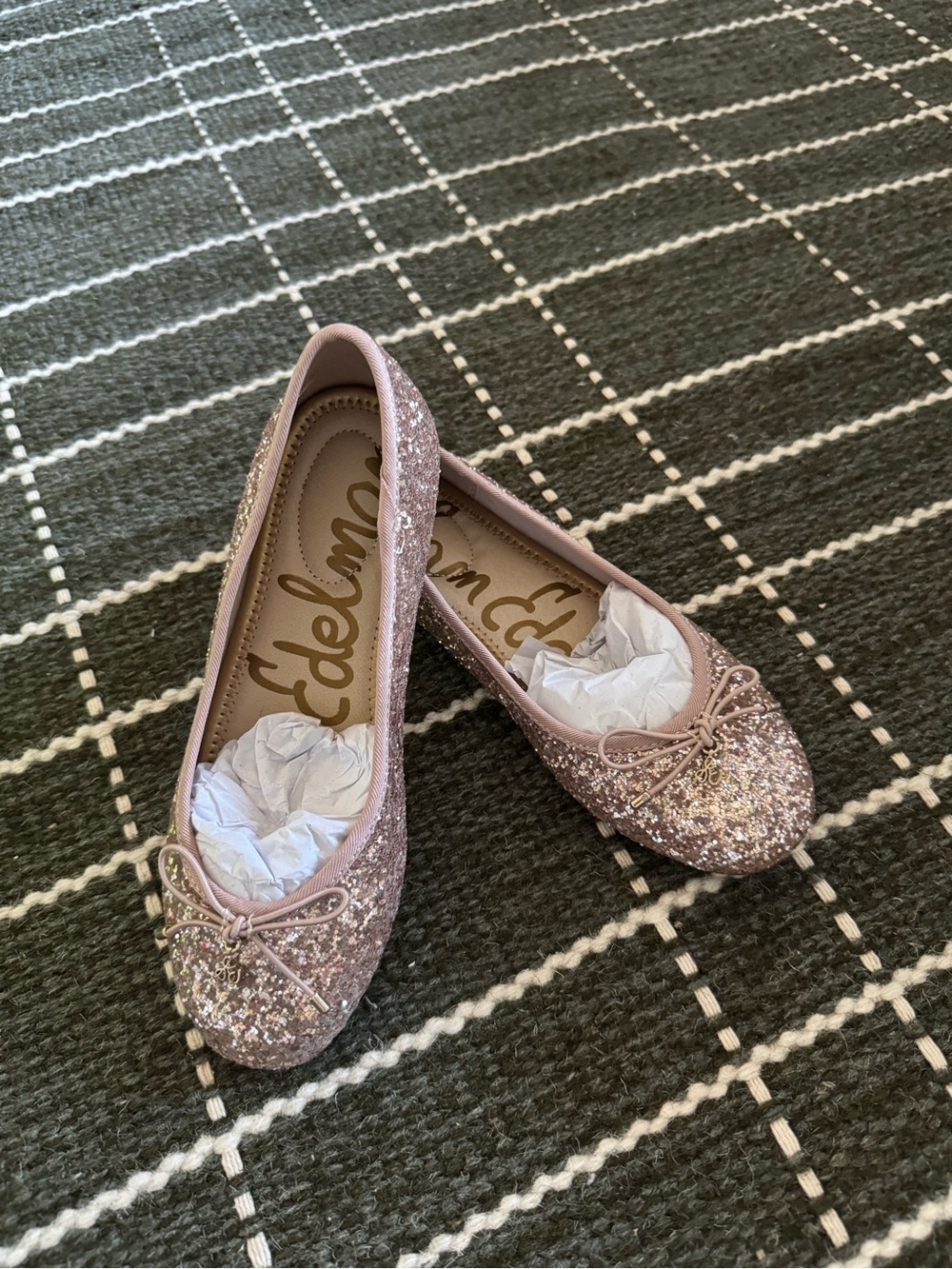 Sam Edelman Girls Pink Glitter Ballet Flats